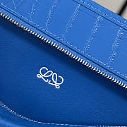 LOEWE | Large Amazona 180 in blue crocodile-embossed leather - 6