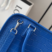 LOEWE | Large Amazona 180 in blue crocodile-embossed leather - 5
