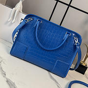 LOEWE | Large Amazona 180 in blue crocodile-embossed leather - 2