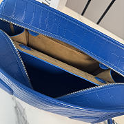 LOEWE | Large Amazona 180 in blue crocodile-embossed leather - 3