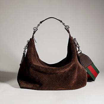 GUCCI | Brera medium crossbody bag dark brown soft perforated GG suede