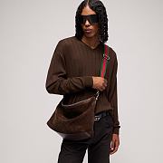 GUCCI | Brera medium crossbody bag dark brown soft perforated GG suede - 5