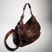 GUCCI | Brera medium crossbody bag dark brown soft perforated GG suede - 3