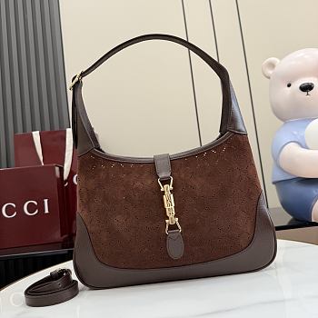 GUCCI | Jackie 1961 medium shoulder bag dark brown GG suede