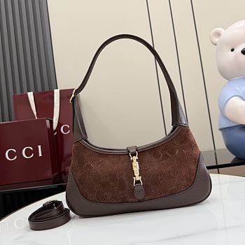 GUCCI | Jackie 1961 small shoulder bag dark brown GG suede