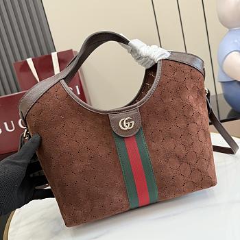 GUCCI | Giglio small tote bag in suede brown
