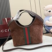 GUCCI | Giglio small tote bag in suede brown - 3