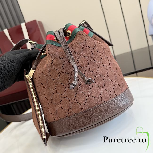 GUCCI | Venice small bucket bag in suede brown  - 1