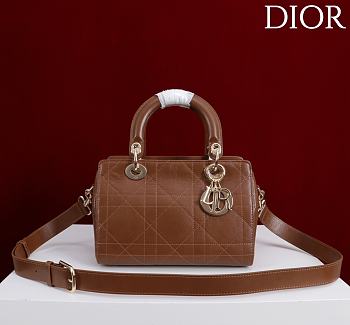 DIOR | Small D Granville Flat Macrocannage Gold Hardware In Brown