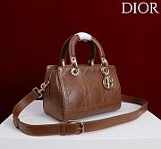DIOR | Small D Granville Flat Macrocannage Gold Hardware In Brown - 5