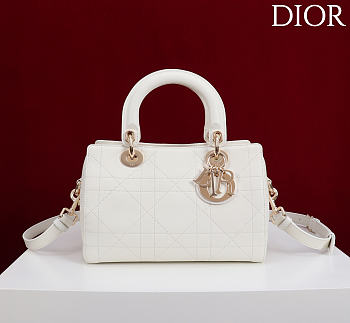 DIOR | Small D Granville Flat Macrocannage Gold Hardware In White