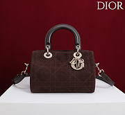 DIOR | Small D Granville Flat Macrocannage Gold Hardware In Suede Dark Brown - 1