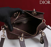 DIOR | Small D Granville Flat Macrocannage Gold Hardware In Suede Dark Brown - 6