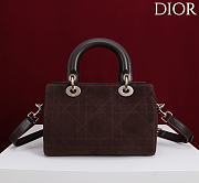 DIOR | Small D Granville Flat Macrocannage Gold Hardware In Suede Dark Brown - 5