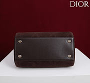 DIOR | Small D Granville Flat Macrocannage Gold Hardware In Suede Dark Brown - 4