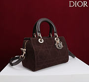 DIOR | Small D Granville Flat Macrocannage Gold Hardware In Suede Dark Brown - 3