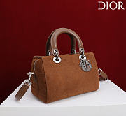 DIOR | Small D Granville Flat Macrocannage Silver Hardware In Suede Brown - 6