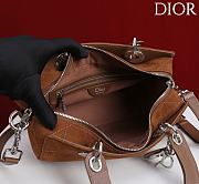 DIOR | Small D Granville Flat Macrocannage Silver Hardware In Suede Brown - 5
