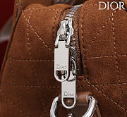 DIOR | Small D Granville Flat Macrocannage Silver Hardware In Suede Brown - 4