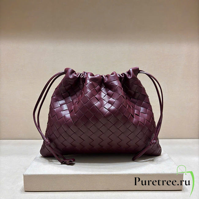 BOTTEGA VENETA | Dustbag Intrecciato calfskin leather pouch burgundy - 1