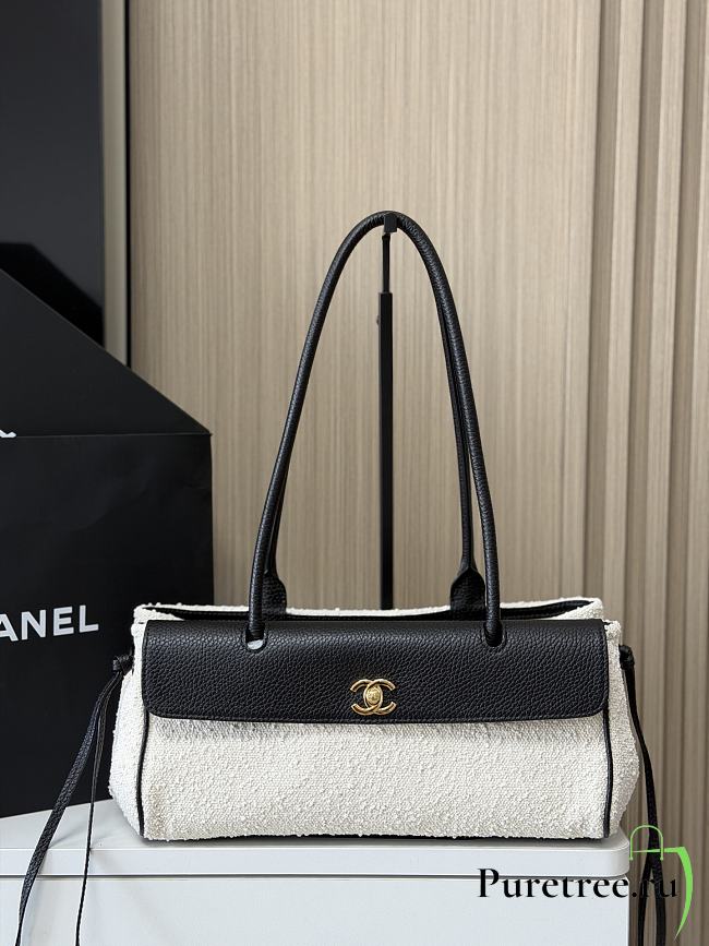 CHANEL | 26S Small Shopping Bag Matthieu Blazy Black/Ecru Tweed Leather  - 1