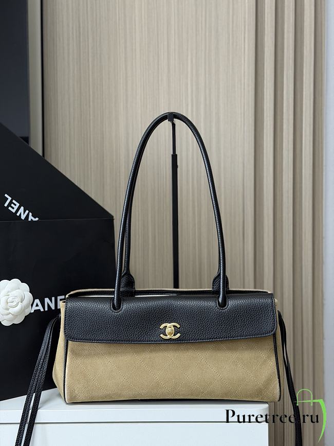 CHANEL | Shopping Tote Black Grained Calfskin and Beige Suede - 1