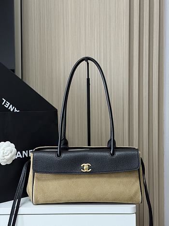CHANEL | Shopping Tote Black Grained Calfskin and Beige Suede