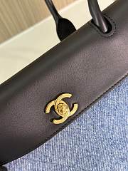 CHANEL | Shopping Tote Black Grained Calfskin and Blue Denim - 5