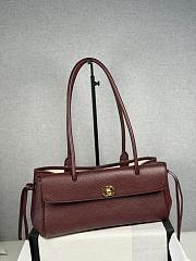 CHANEL | Shopping Tote Black Grained Calfskin In Burgundy - 3