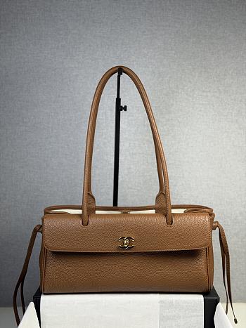 CHANEL | Shopping Tote Black Grained Calfskin In Brown