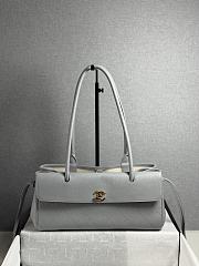 CHANEL | Shopping Tote Black Grained Calfskin In Light Blue - 1