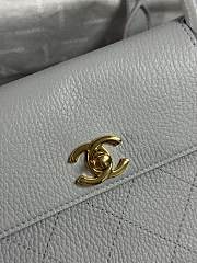 CHANEL | Shopping Tote Black Grained Calfskin In Light Blue - 4