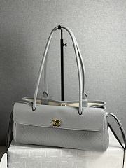 CHANEL | Shopping Tote Black Grained Calfskin In Light Blue - 3